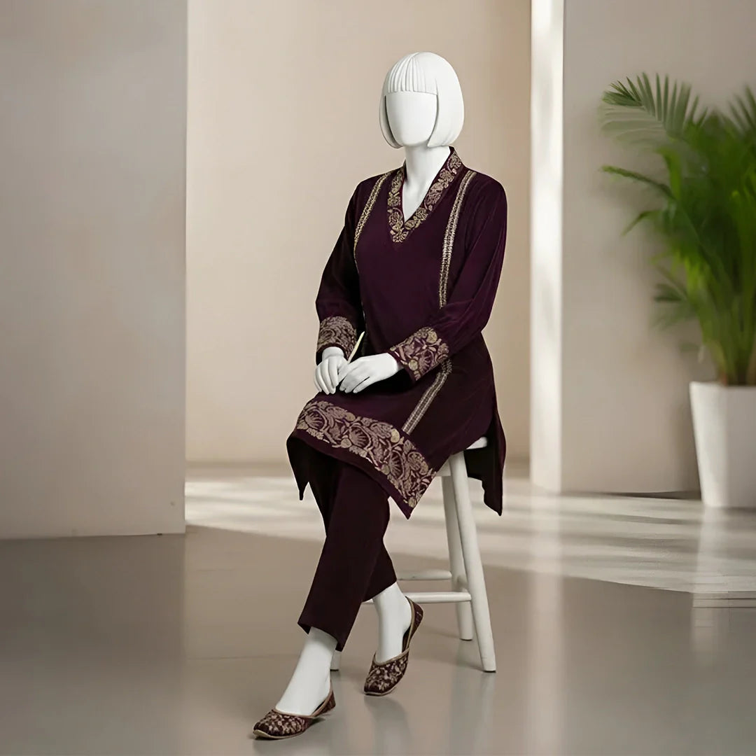 Wine - Luxury Velvet Winter Co-Ord Set