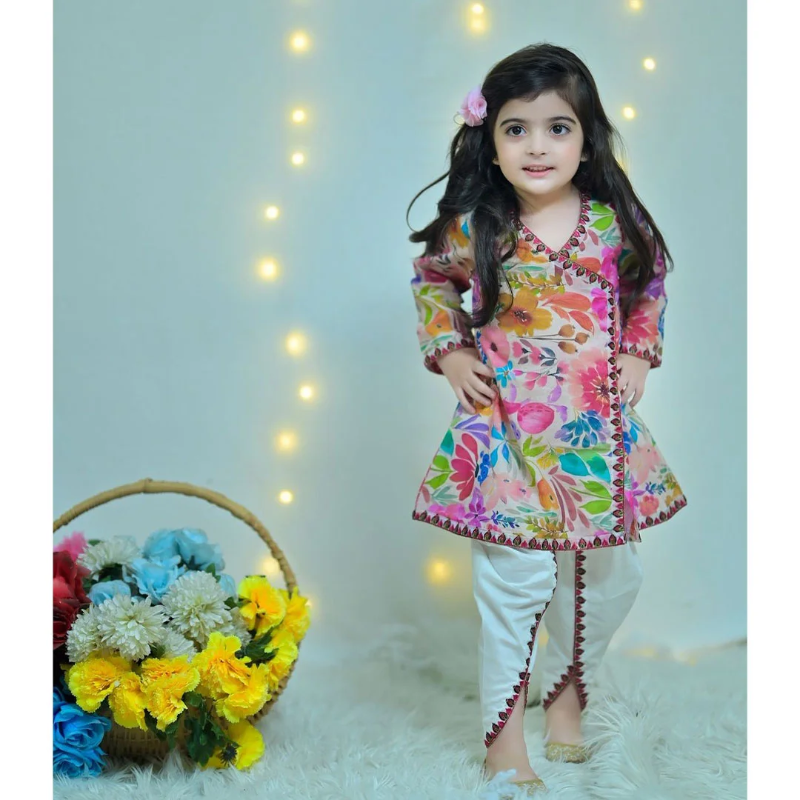 Floral Digital Printed Dhoti Set for Kids