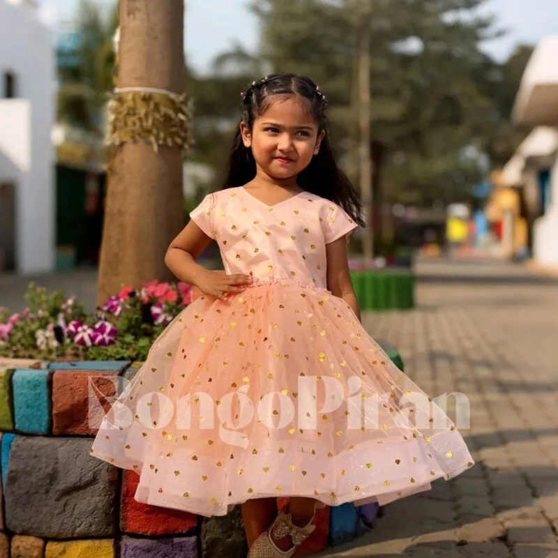 Elegant Rose Pink Fit & Flare Kids Dress