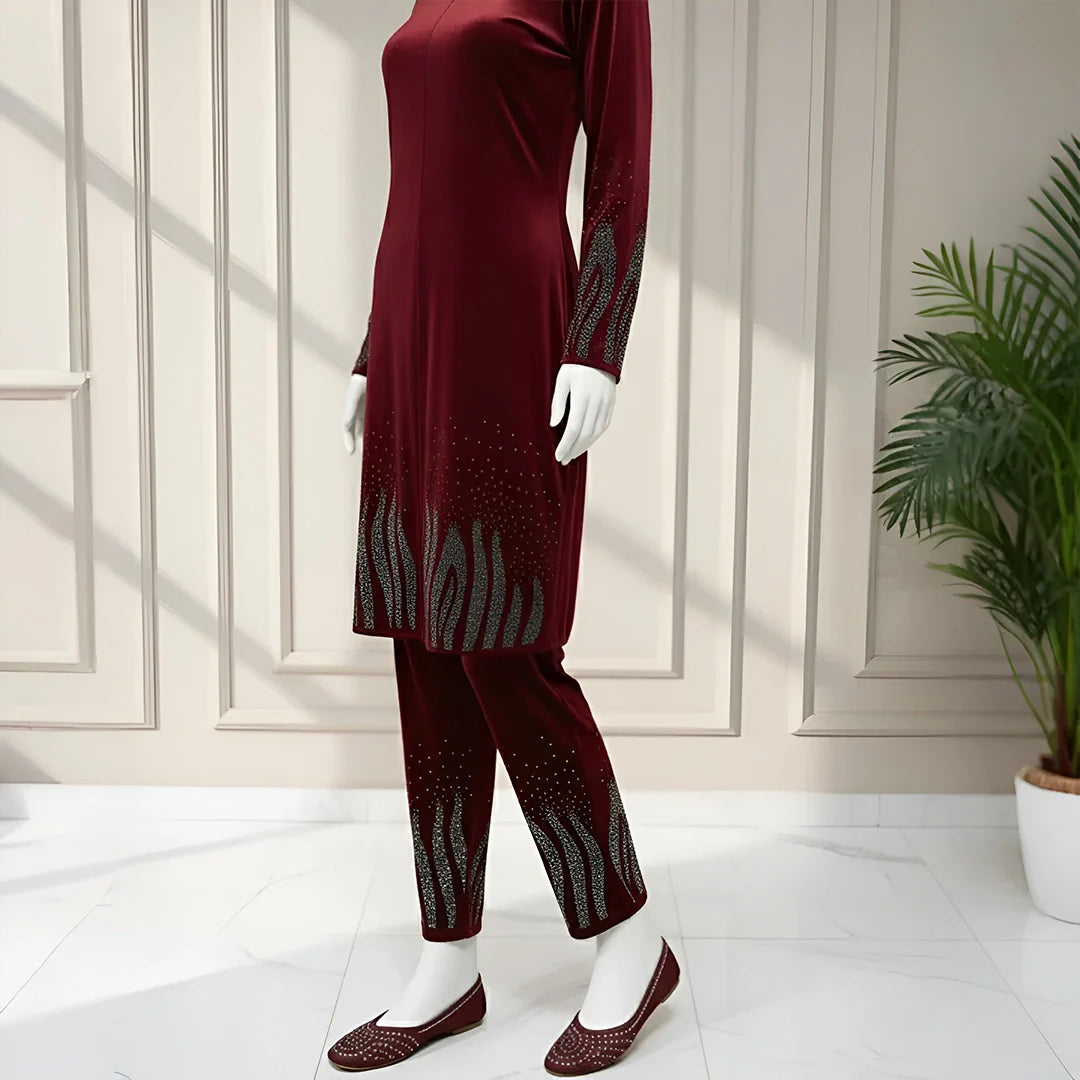 Maroon - Premium Velvet Co-Ord Set