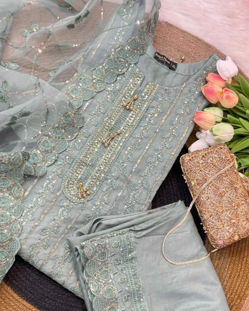 Ishani - Organza Embroidered Suit Set