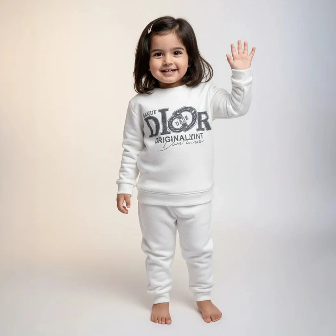 White Kids Girls Premium Track Suit