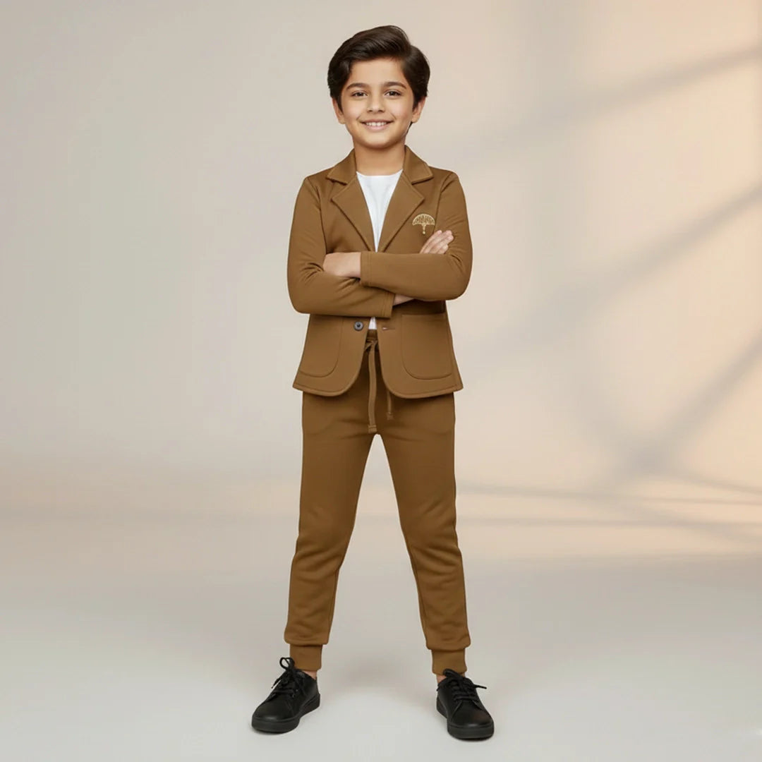 Dirt Brown Premium Boys' Blazer Set
