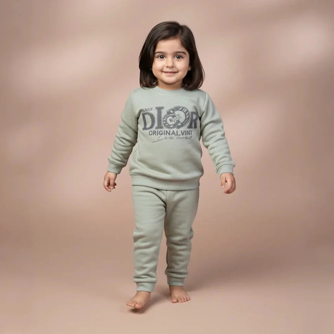 Pastel Grey Kids Girls Premium Track Suit