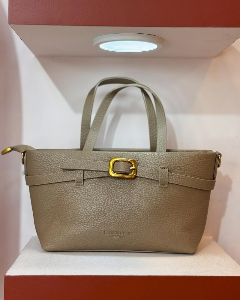 Women's Grey Brown Grey PU Leather Handbag