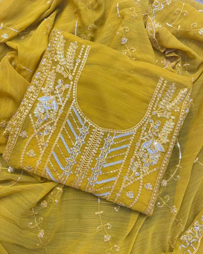 Zohra - Embroidered Georgette Three-Piece