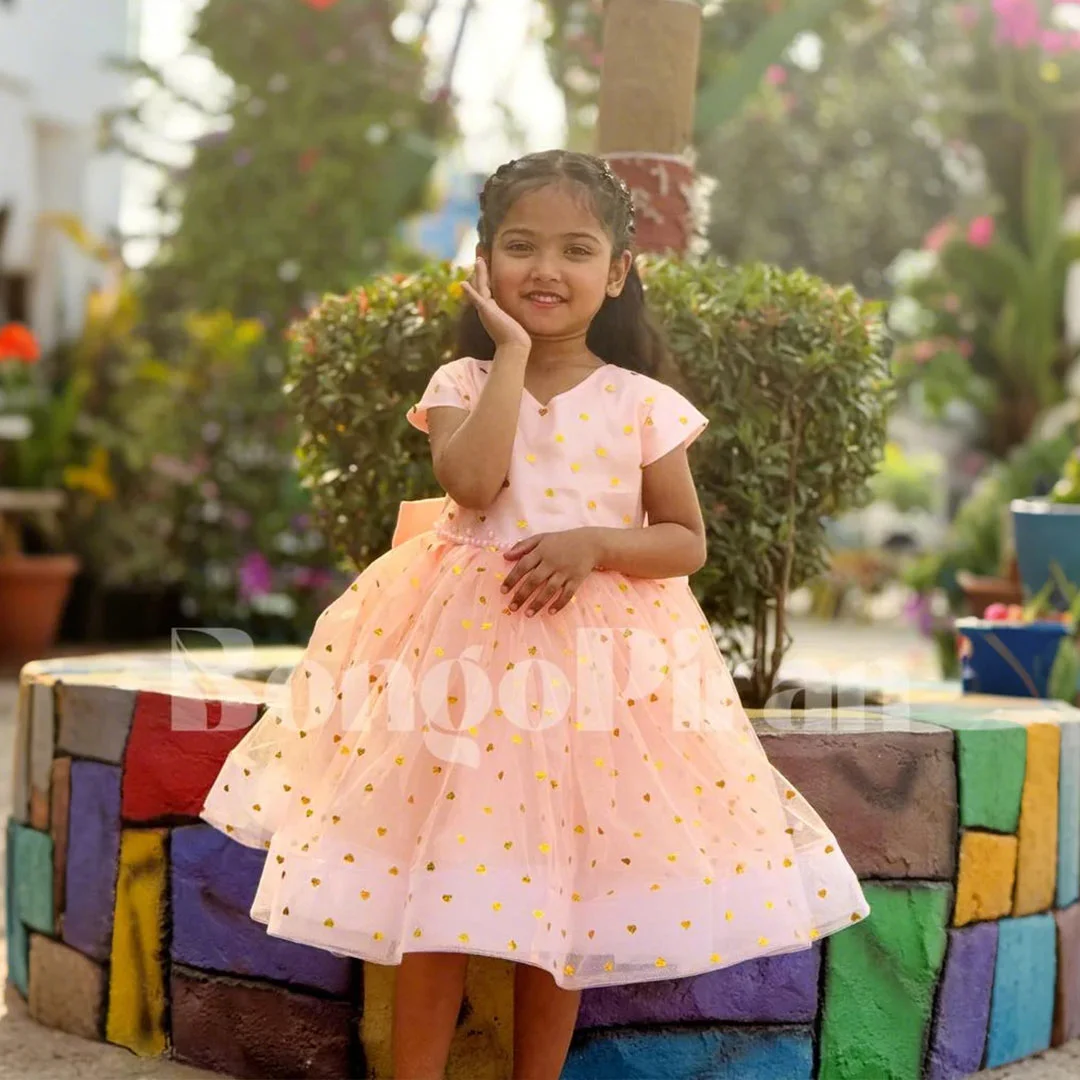 Elegant Rose Pink Fit &amp; Flare Kids Dress