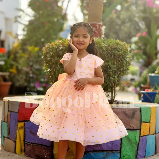 Elegant Rose Pink Fit &amp; Flare Kids Dress