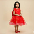 Elegant Bright Red Fit & Flare Kids Dress