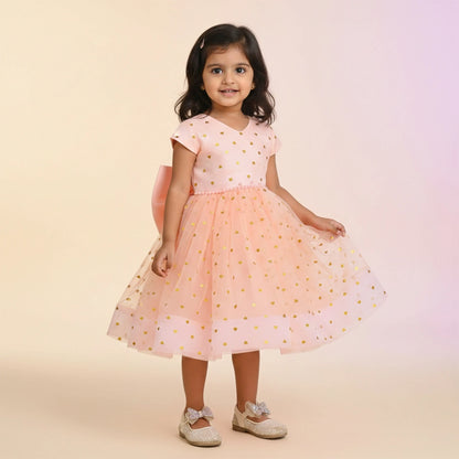Elegant Rose Pink Fit & Flare Kids Dress