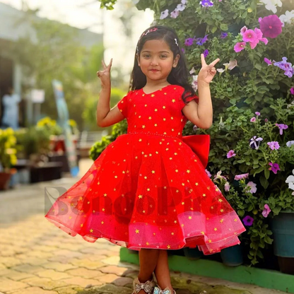 Elegant Bright Red Fit &amp; Flare Kids Dress