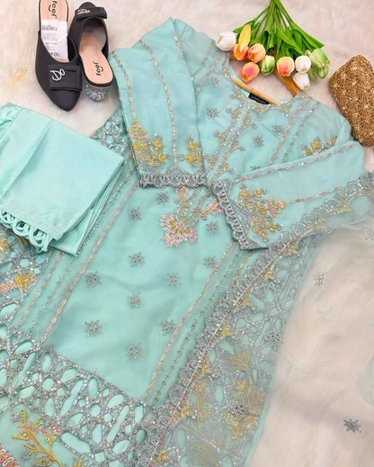 Gulbadan - Organza Embroidered Suit Set