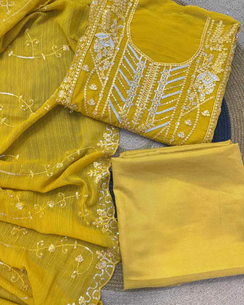 Zohra - Embroidered Georgette Three-Piece