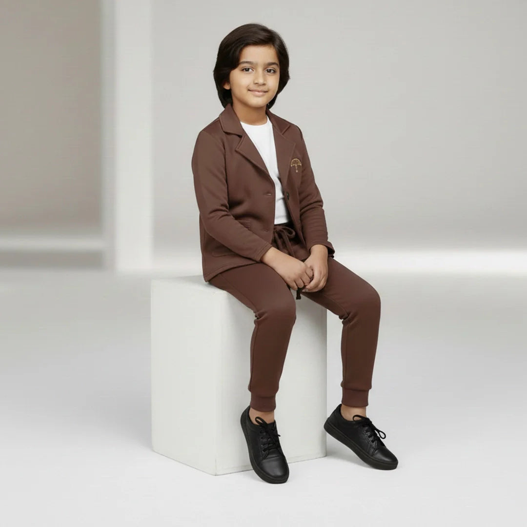 Coffee Premium Boys' Blazer Set