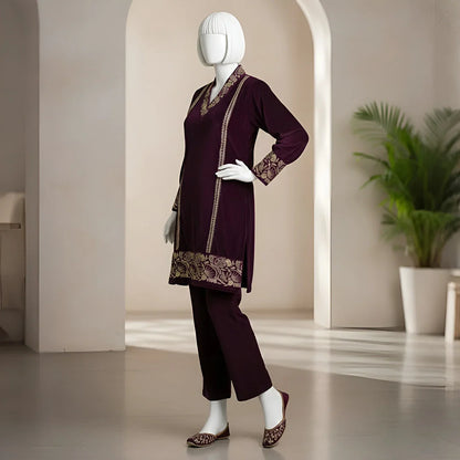 Wine - Luxury Velvet Winter Co-Ord Set