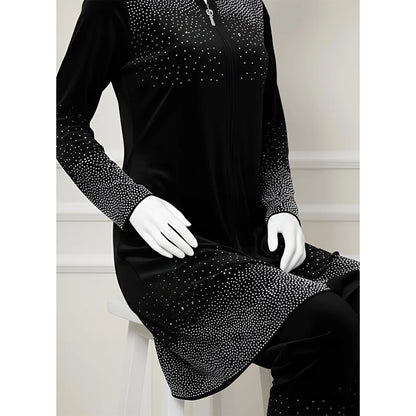 Premium Black Velvet Co-Ord with Stone Detailing