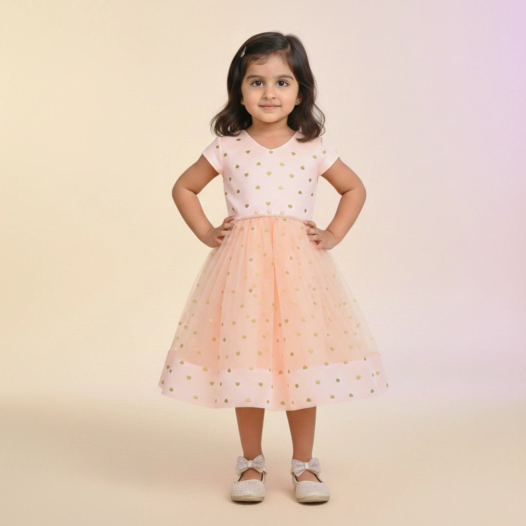 Elegant Rose Pink Fit & Flare Kids Dress