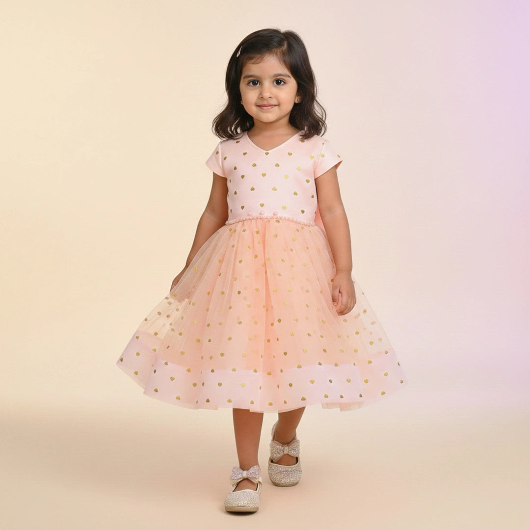 Elegant Rose Pink Fit & Flare Kids Dress