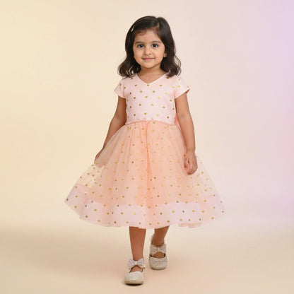 Elegant Rose Pink Fit & Flare Kids Dress