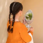 Orange Cotton Floral Embroidered Gharara Suit