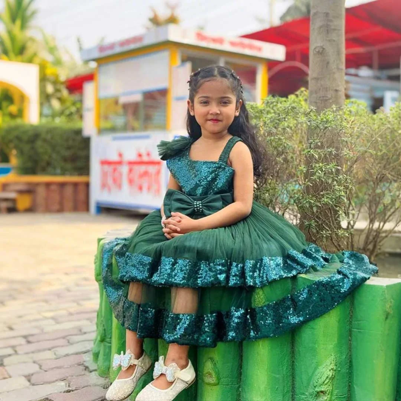 Bottle Green Fit &amp; Flare Dress for Kids