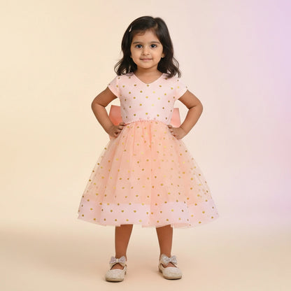 Elegant Rose Pink Fit & Flare Kids Dress