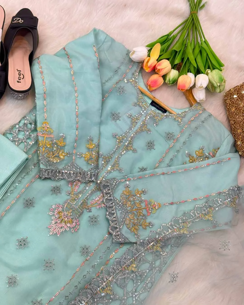 Gulbadan - Organza Embroidered Suit Set
