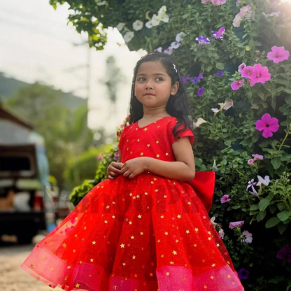 Elegant Bright Red Fit &amp; Flare Kids Dress