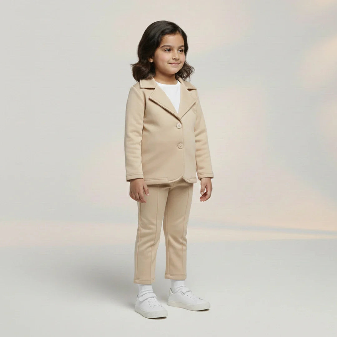Cream Premium Kids Girls Blazer Set