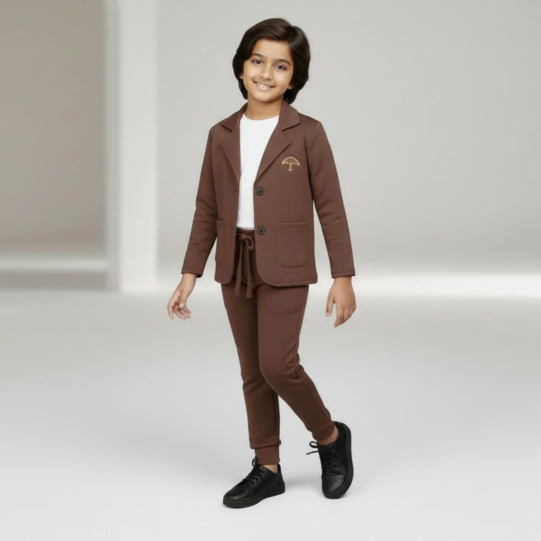 Coffee Premium Boys' Blazer Set