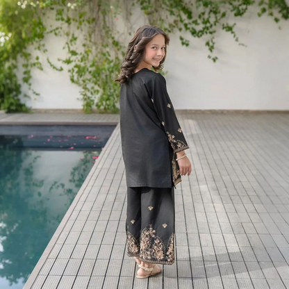 Hur - Floral Embroidered Kids Suit