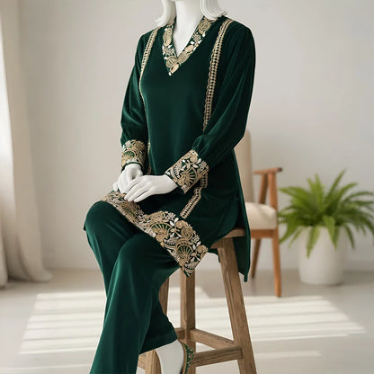 Sea Green-Luxury Velvet Winter Co-Ord Set