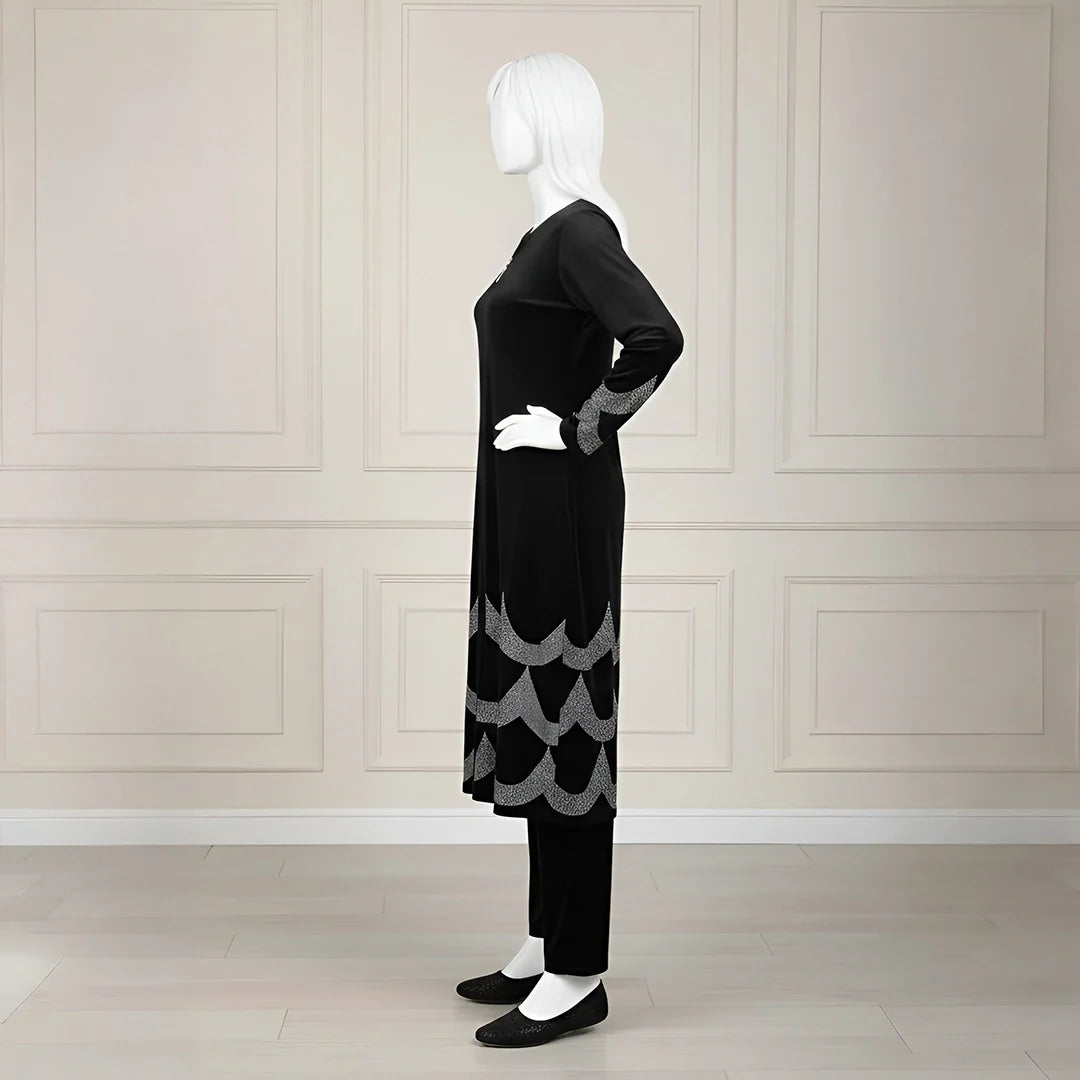 Black - Velvet Co-Ord with Intricate Stone Work