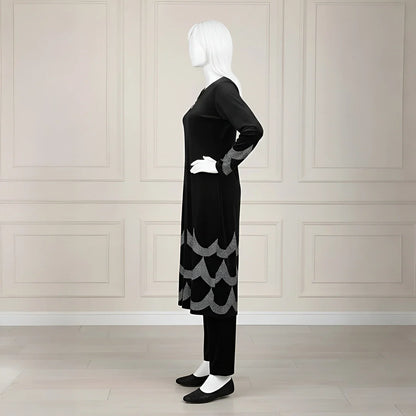 Black - Velvet Co-Ord with Intricate Stone Work