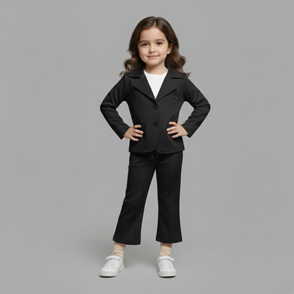 Black Premium Kids Girls Blazer Set