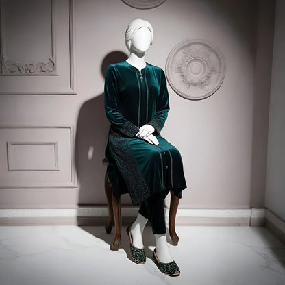Sea Green - Attractive Stone Work Velvet Co-Ord Set