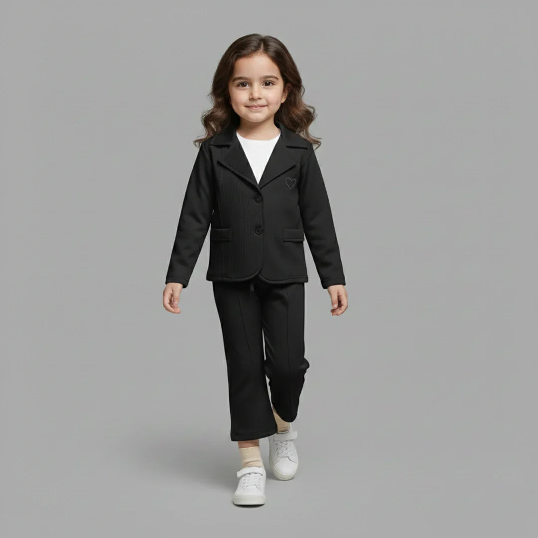 Black Premium Kids Girls Blazer Set