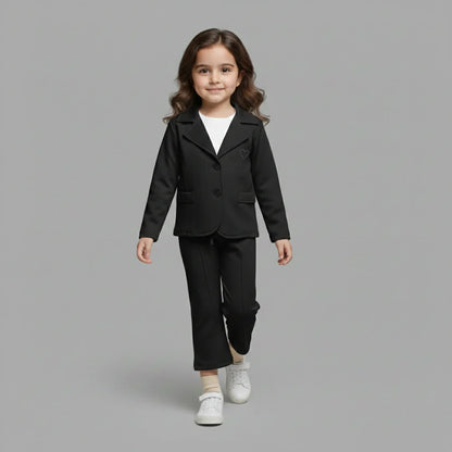Black Premium Kids Girls Blazer Set