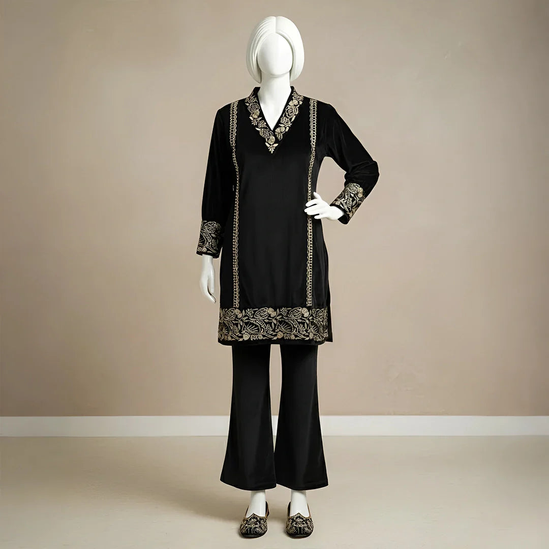 Black – Luxury Velvet Winter Co-Ord Set