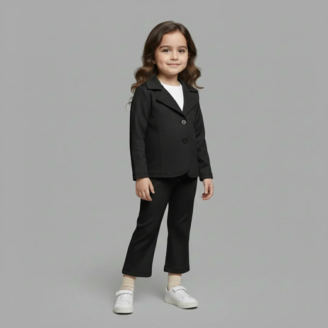 Black Premium Kids Girls Blazer Set