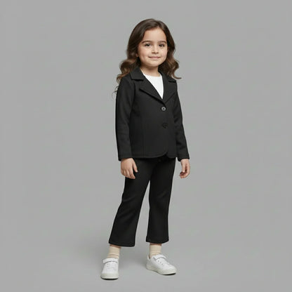 Black Premium Kids Girls Blazer Set