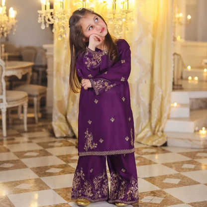 Haniya - Floral Embroidered Kids Suit