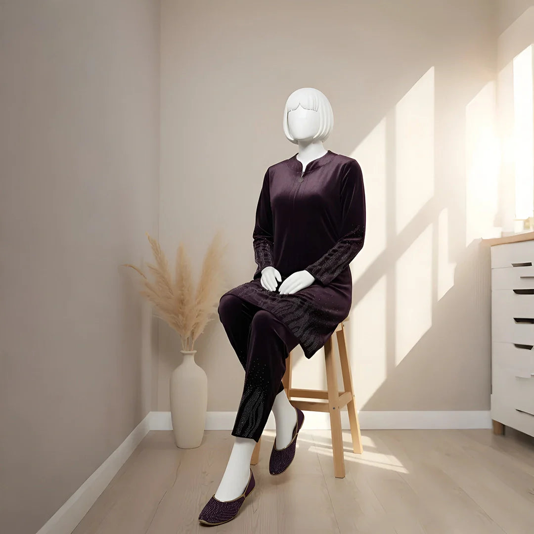 Wine - Premium Velvet Co-Ord Set