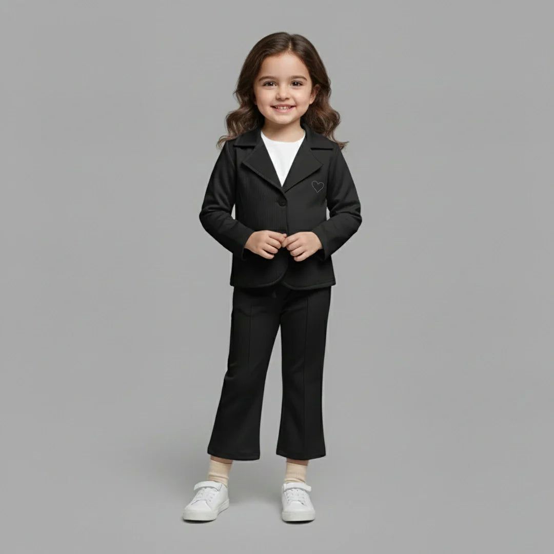 Black Premium Kids Girls Blazer Set