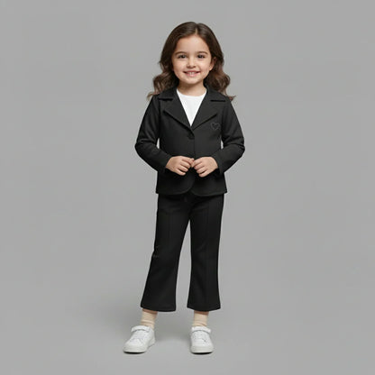 Black Premium Kids Girls Blazer Set