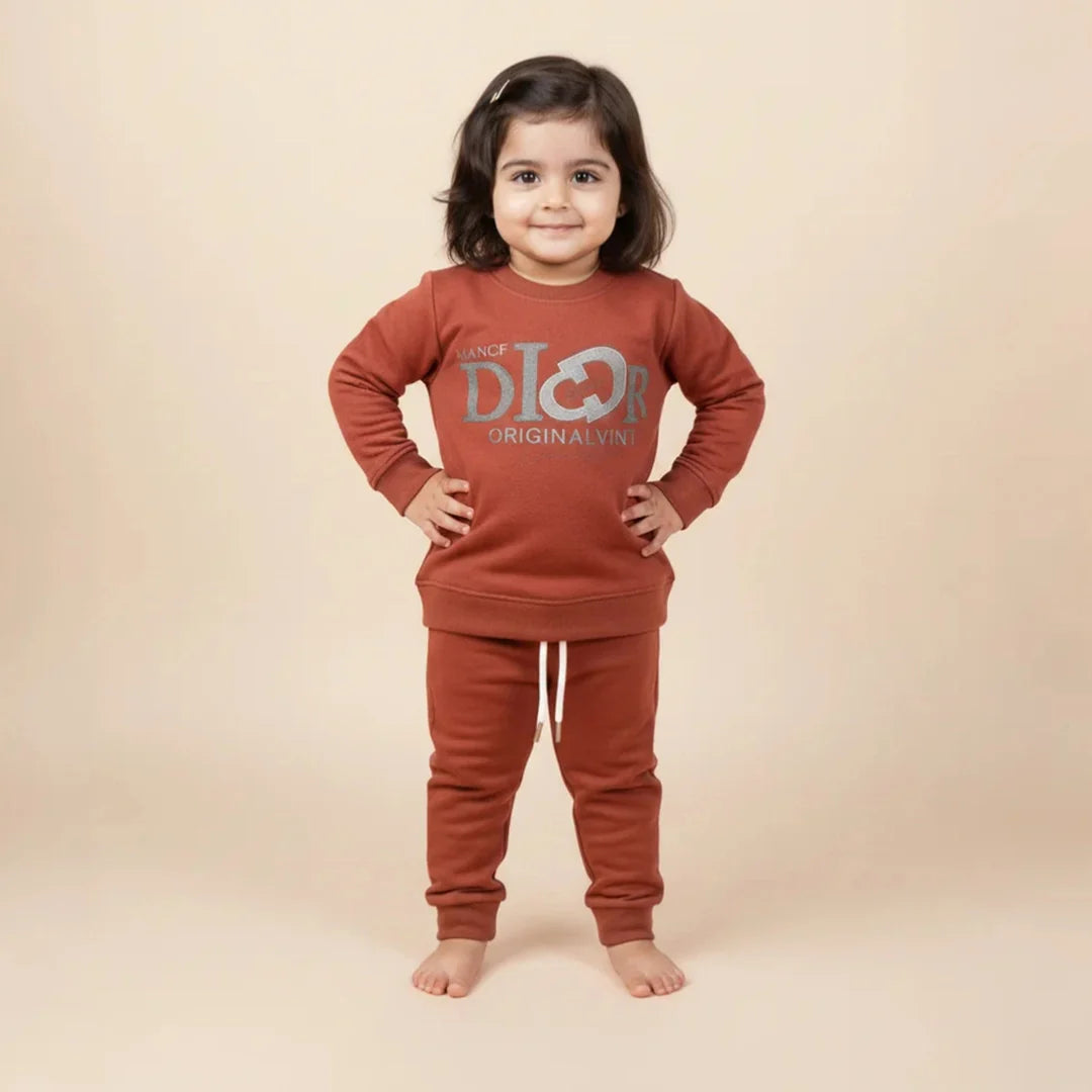 Brownish Red  Kids Girls Premium Track Suit