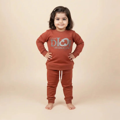 Brownish Red  Kids Girls Premium Track Suit