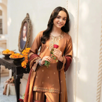 Mehran - Gold Printed Kids Gharara Suit