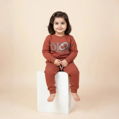 Brownish Red  Kids Girls Premium Track Suit