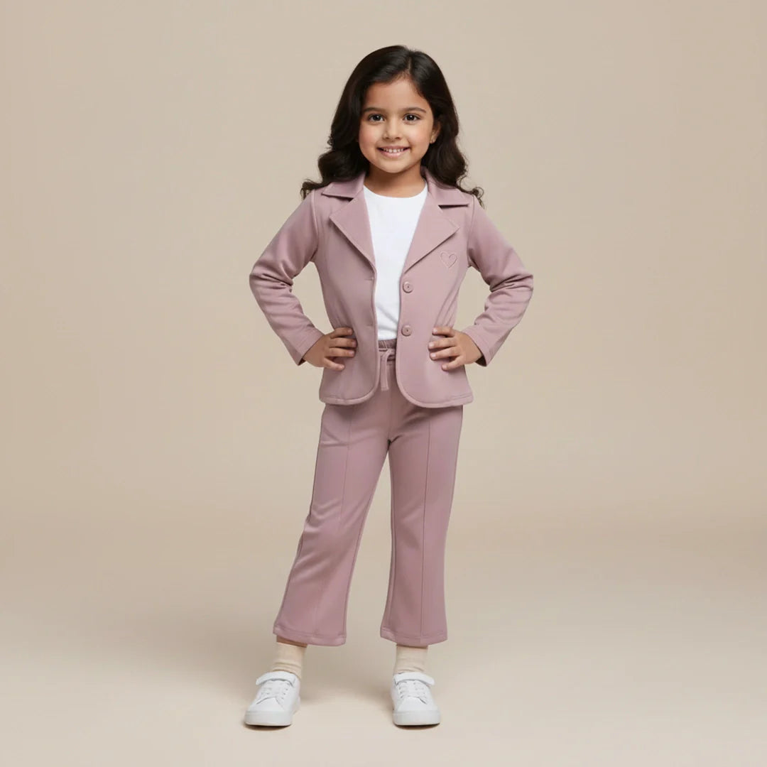 Pink Premium Kids Girls Blazer Set